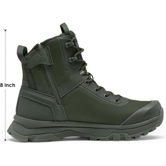 Men\'s Tactical Boots Lightweight Military Combat Boot Side Zipper, 8 Inches